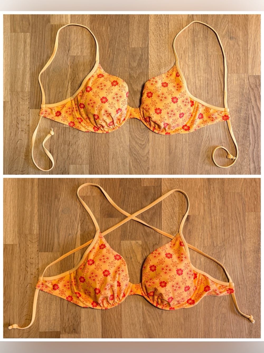 D-cup | Body Glove: Smoothies Solo | Orange w/Red Floral Blossoms (TOP ONLY)